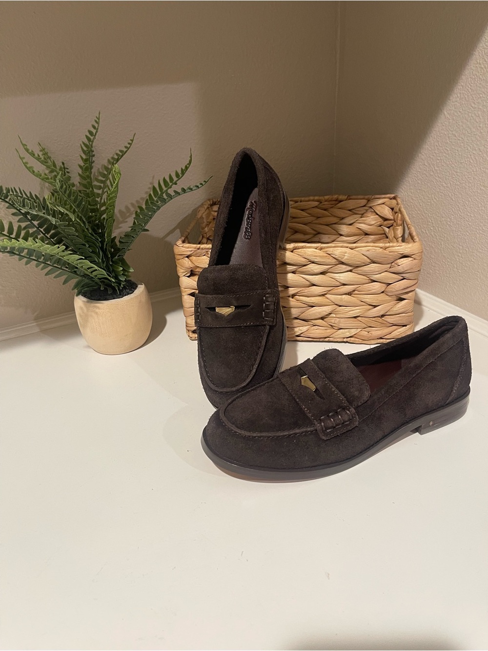 Madewell Dark Brown Suede Penny Loafers - Picture 2 of 5